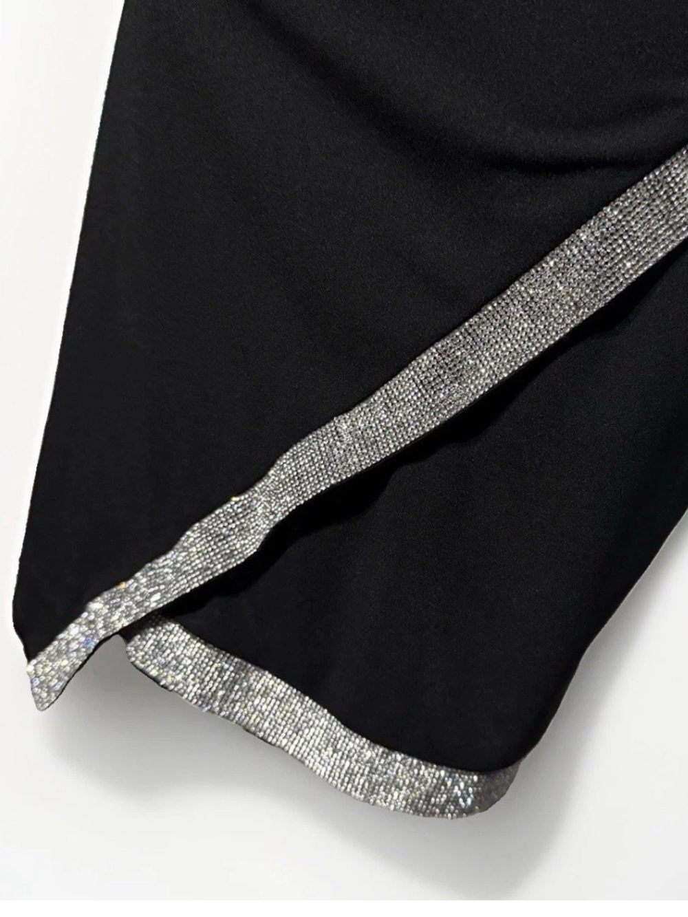 (S) BCX Asymmetric Square Neck Bodycon Dress w/ Rhinestone Trim - Picture 7 of 10